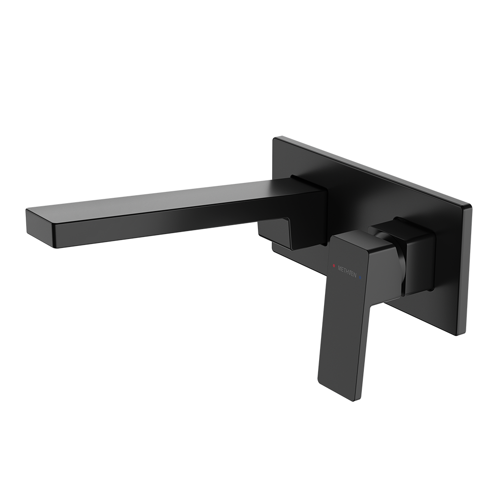 Blaze Plate Mount Basin Mixer with 200mm Spout - Matte Black