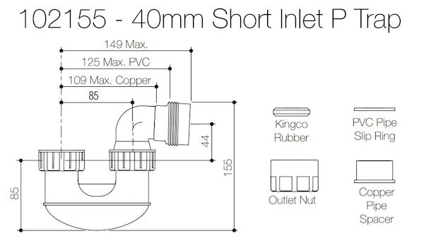40MM LAVATORY "P" TRAP