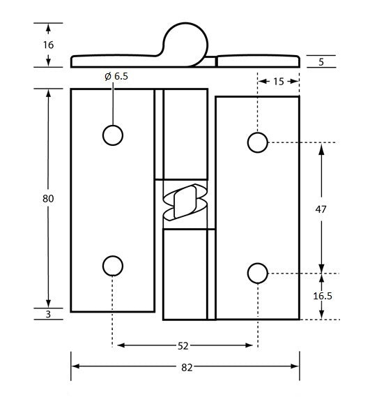 106B Gravity Hinge - Bolt Through