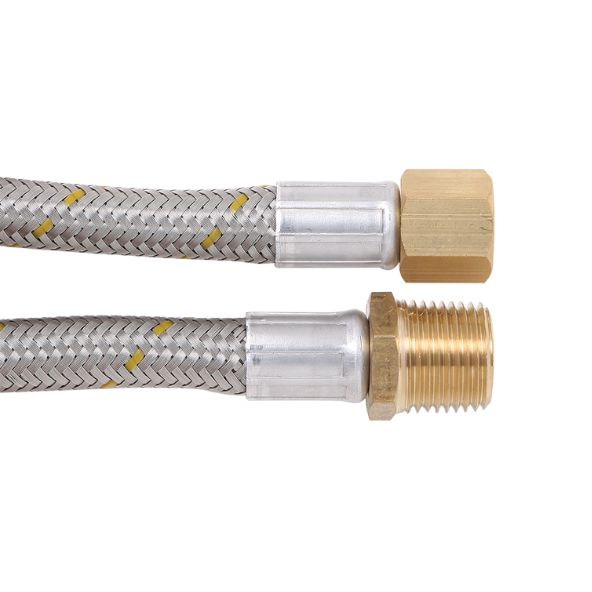 10 Mm Ss Gas Hose 3/8″ Sae Ff X 1/2″ Bsp M 300 Mm