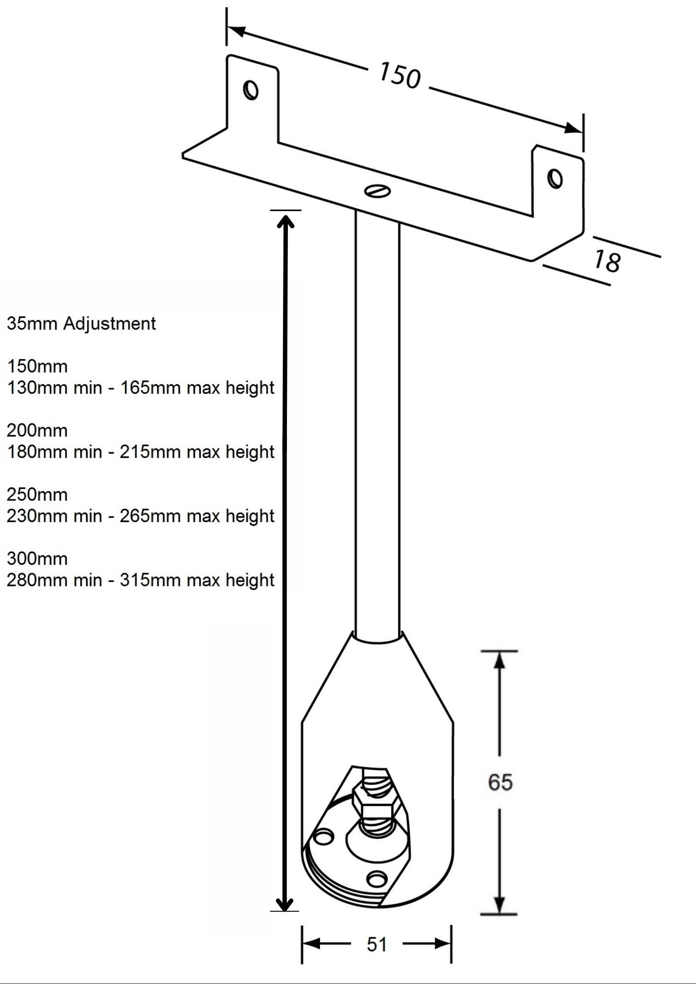 Double Fix Foot Assembly in Satin Stainless Steel - Multiple Sizes Available - shipped from supplier add 2 extra days for delivery