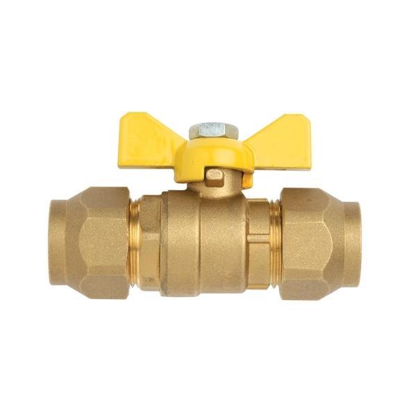 Ball Valve Gas Brass 3/8 Sae Mxm Flare W Nut T-Hand