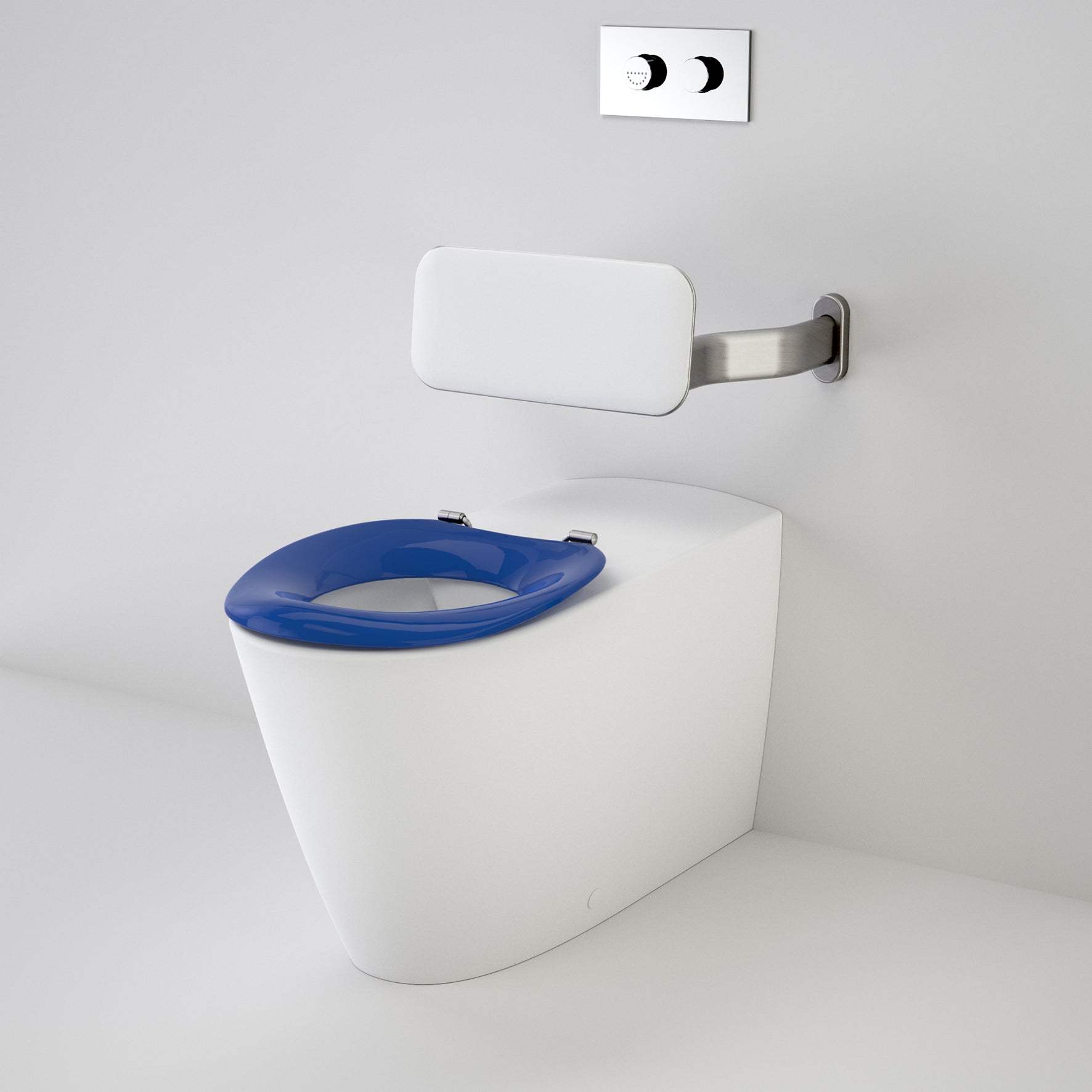 Care 800 Cleanflush® Invisi Series II® Wall Faced Suite with Backrest and Pedigree II Care Single Flap Seat - Sorrento Blue (with GermGard®)