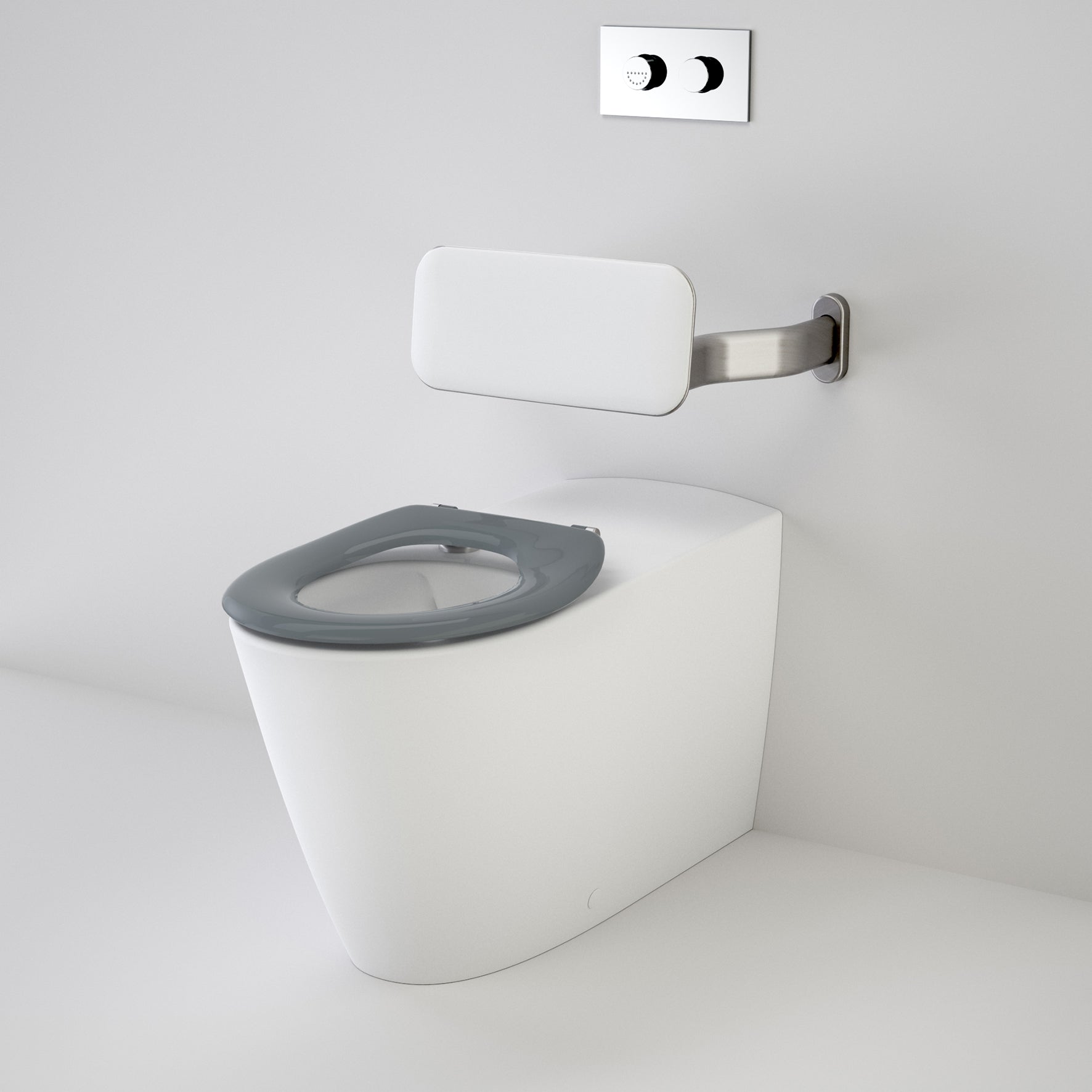 Care 800 Cleanflush® Invisi Series II® Wall Faced Suite with Backrest and Pedigree II Care Single Flap Seat - Anthracite Grey (with GermGard® Protection)