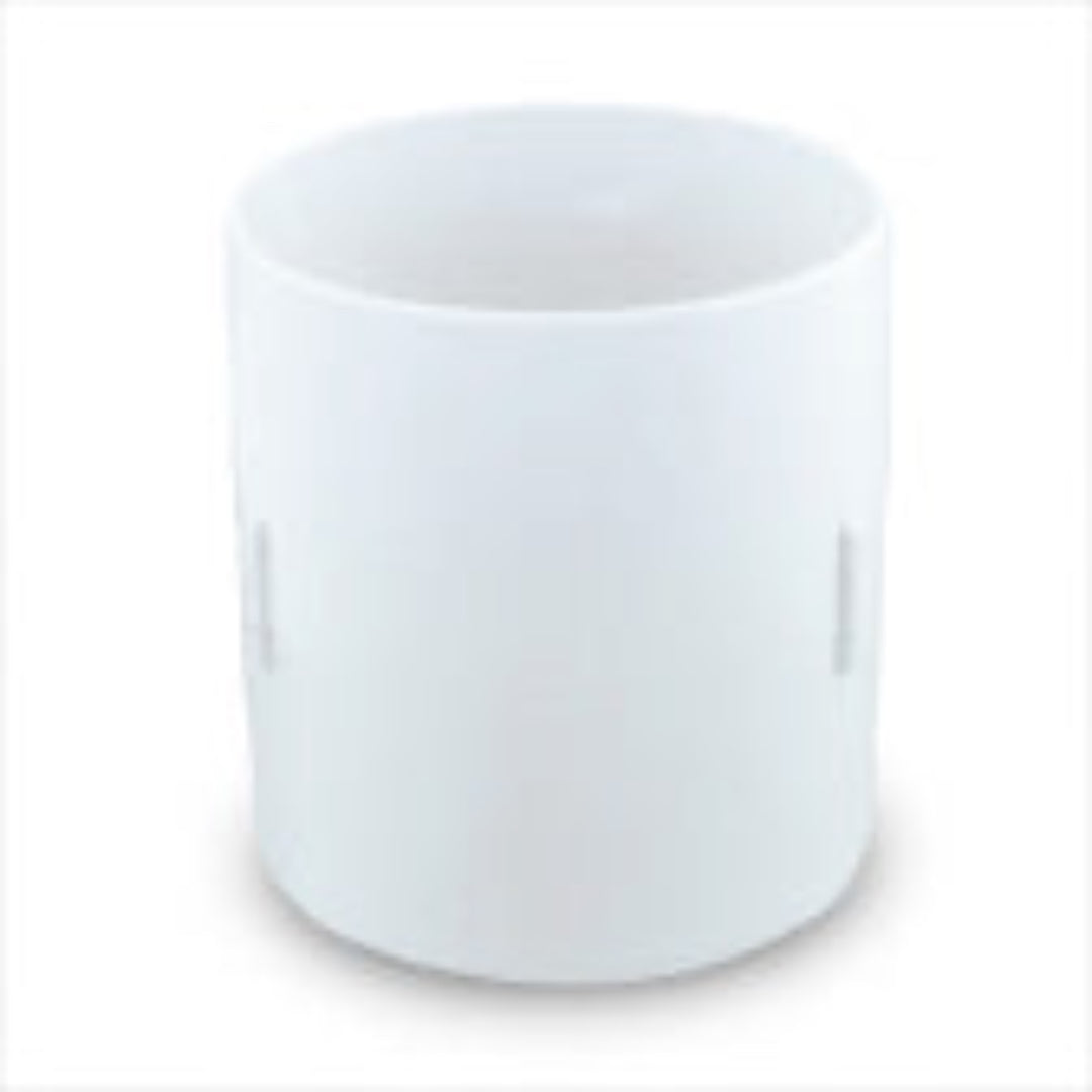 A white slip coupling pipe connector.