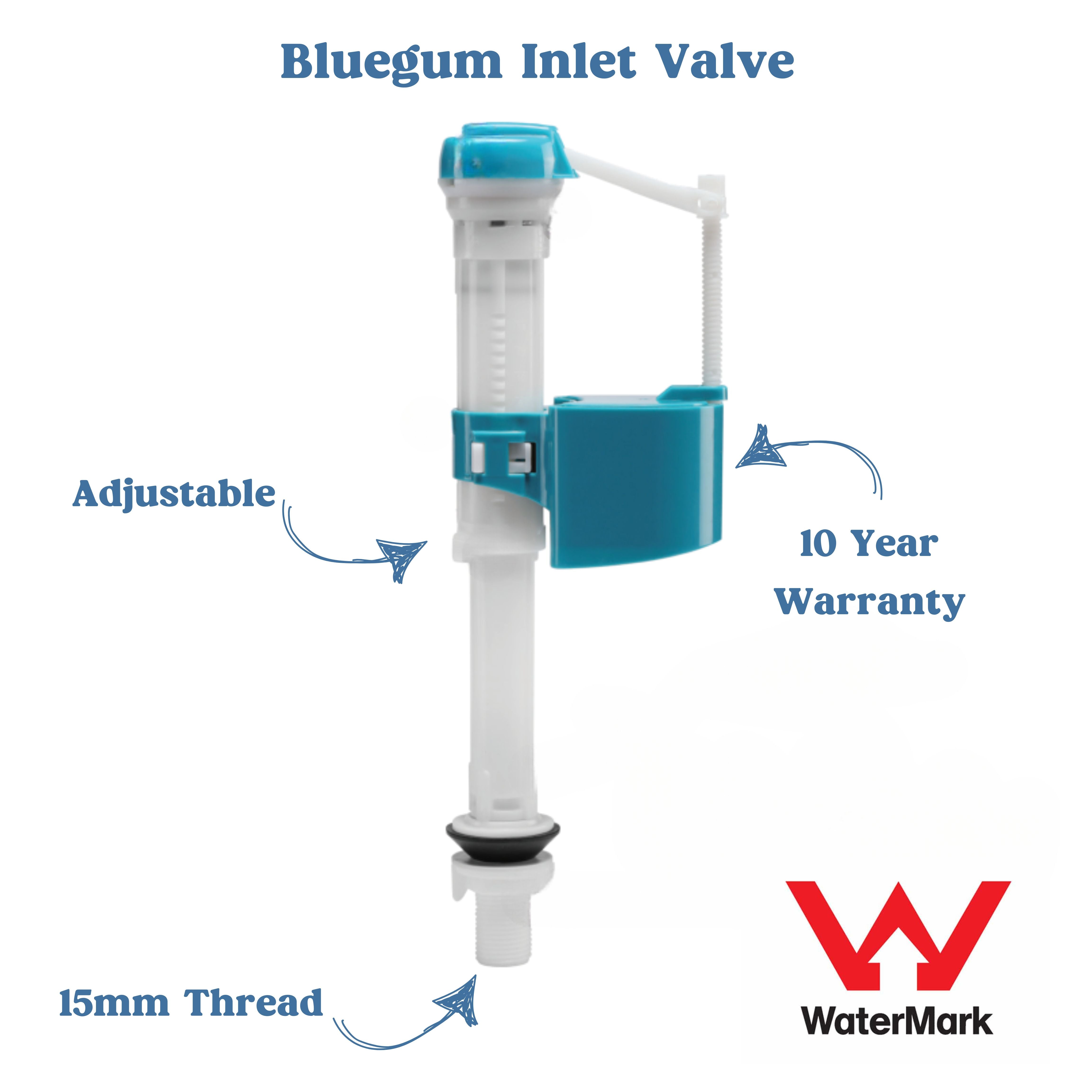 Bluegum Bottom Inlet Valve ½″ – Adjustable Height, Anti-Siphon Certified, Tool-Free Install