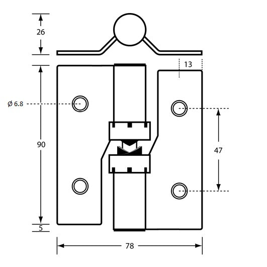206B Gravity Hinge - Bolt Through