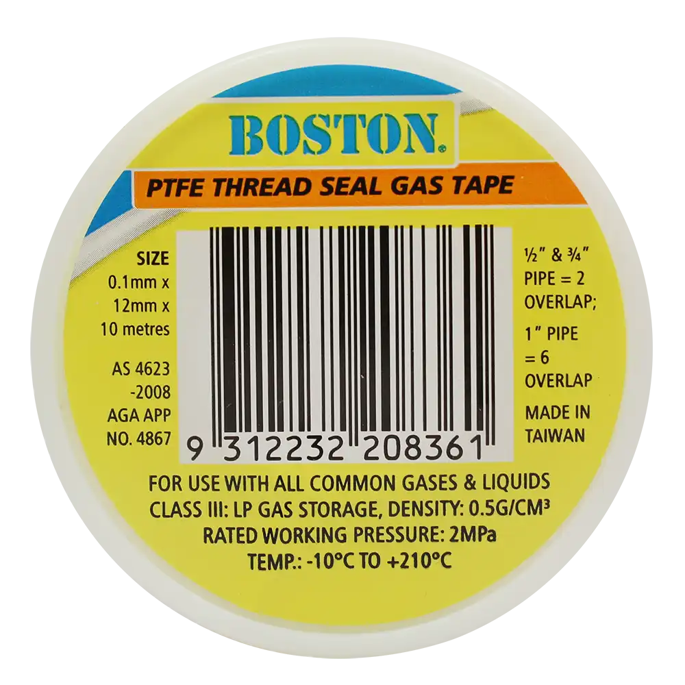 Standard Density Yellow Gas Thread Seal Tape 12mm x 10m