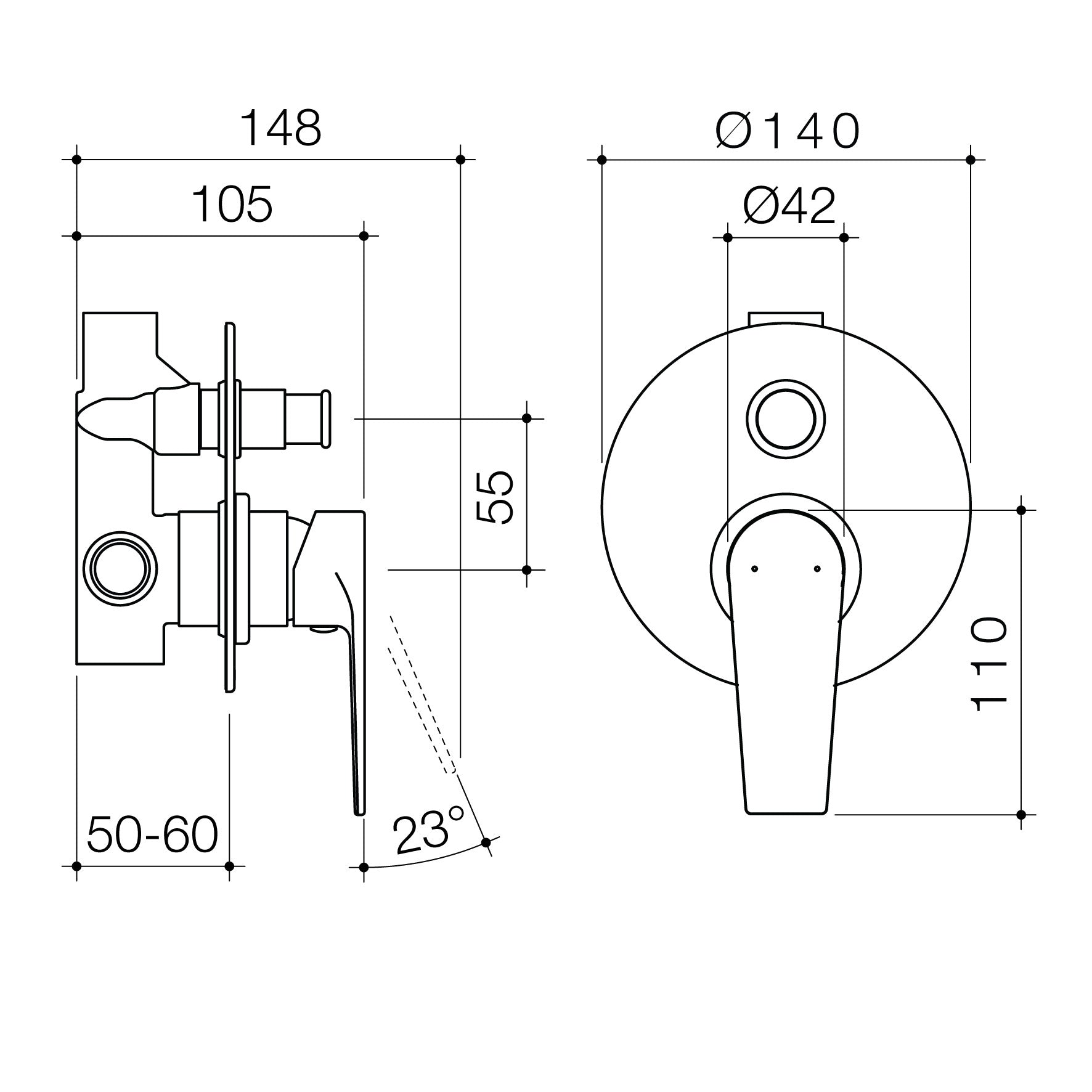 Vivas Bath/Shower Mixer with Diverter