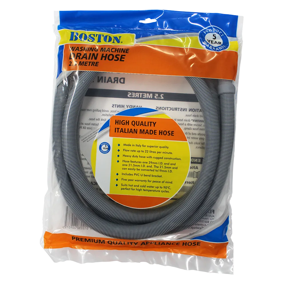 Washing Machine & Dishwasher Corrugated Drain Outlet Hose 2.5m