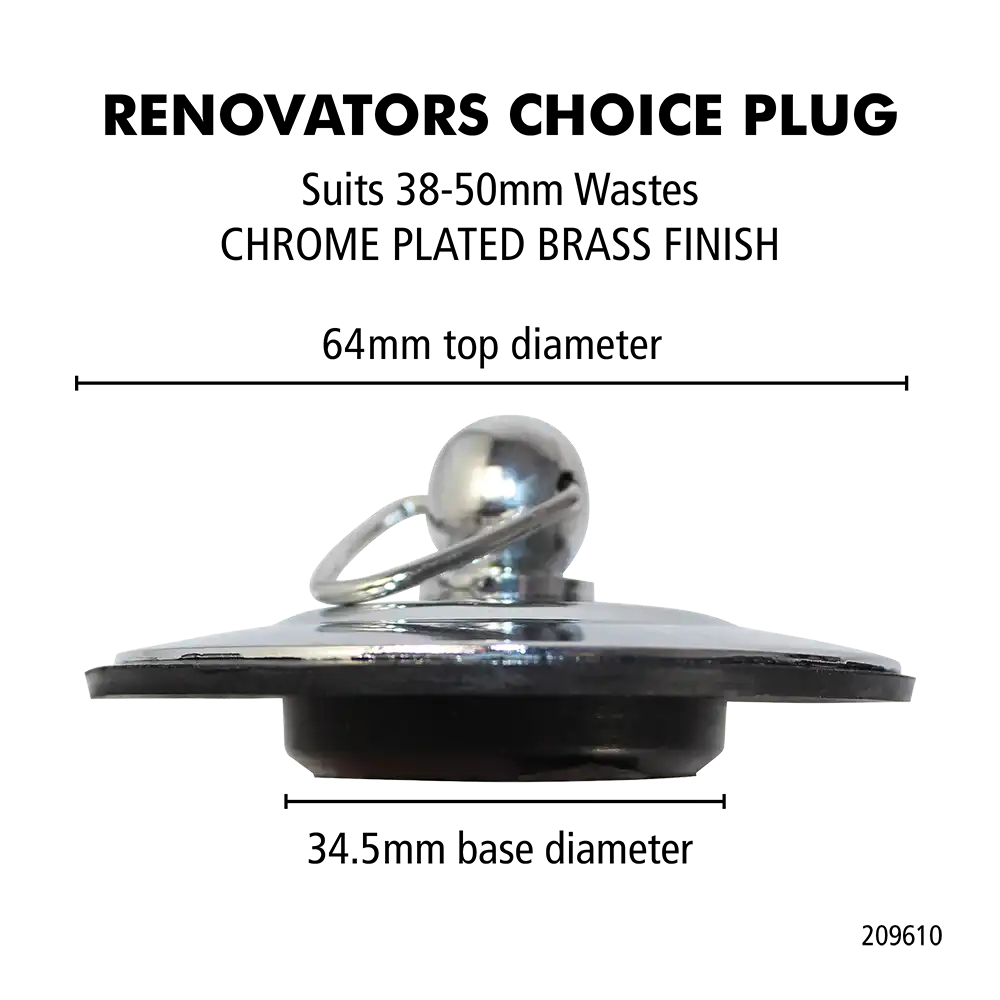 Renovators Choice Chrome Plated Brass Plug – Small 38-50mm