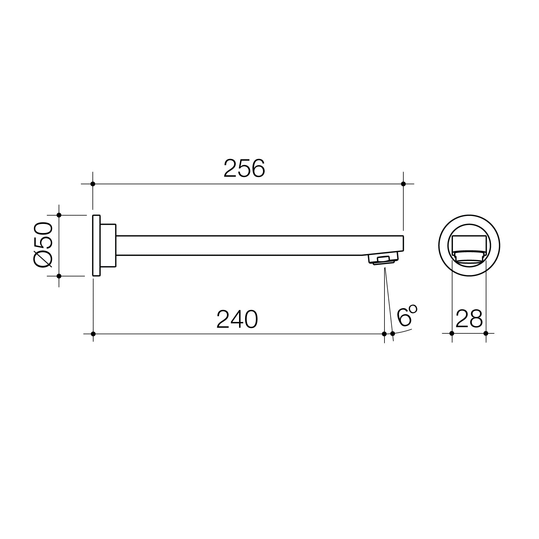 Saracom Wall Bath Outlet 240mm