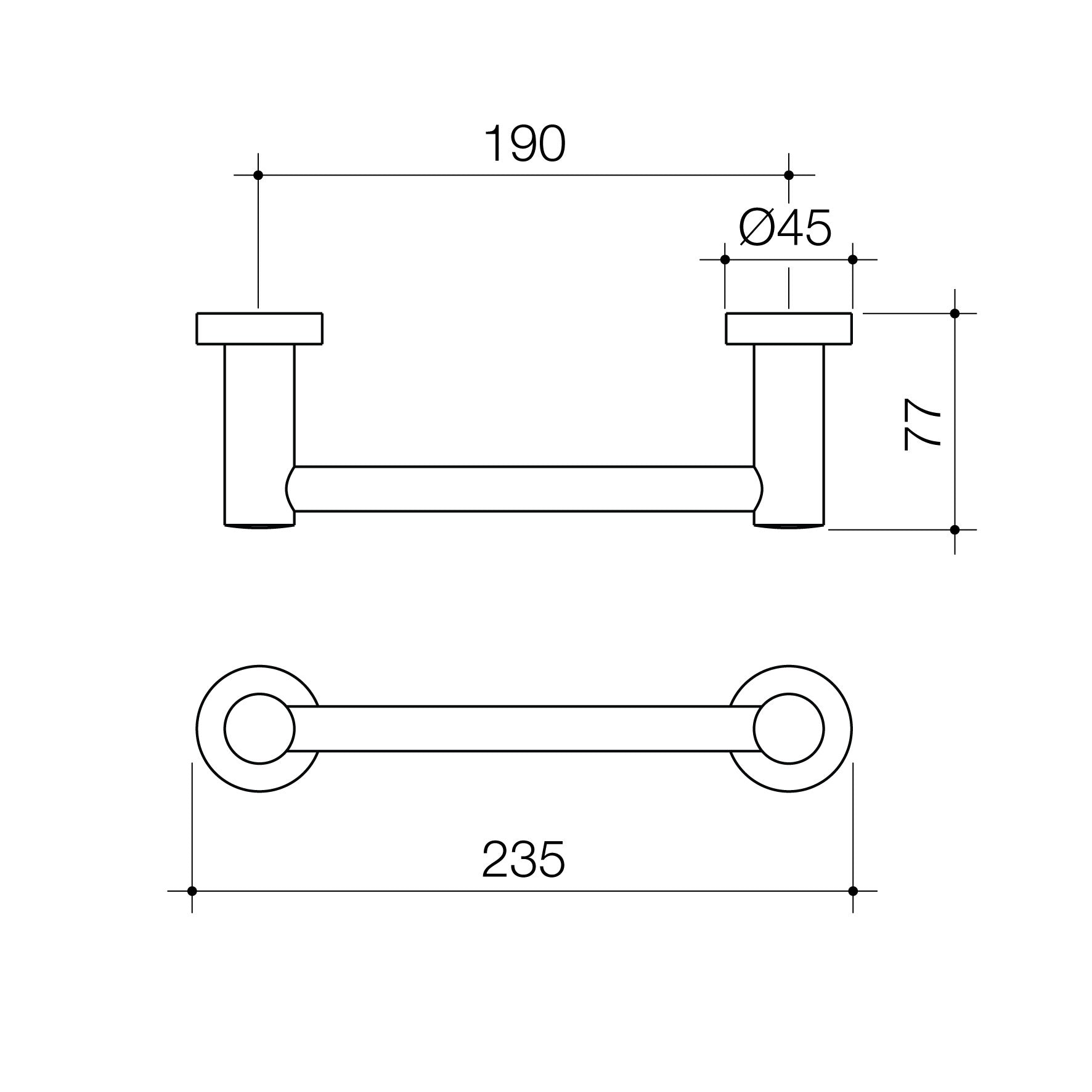 Cosmo Metal Hand Towel Rail 200mm