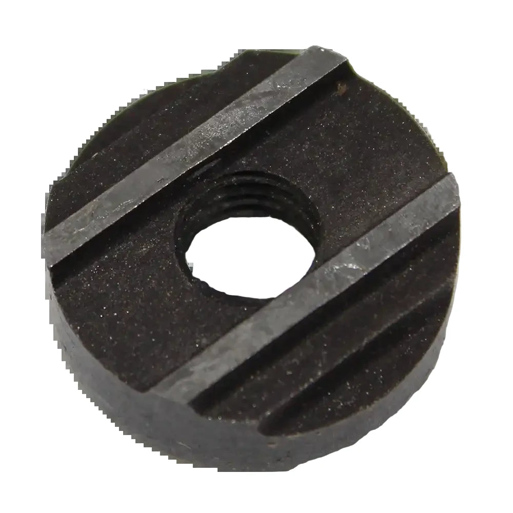 A black carbon steel cutting disc for a tap reseater tool.