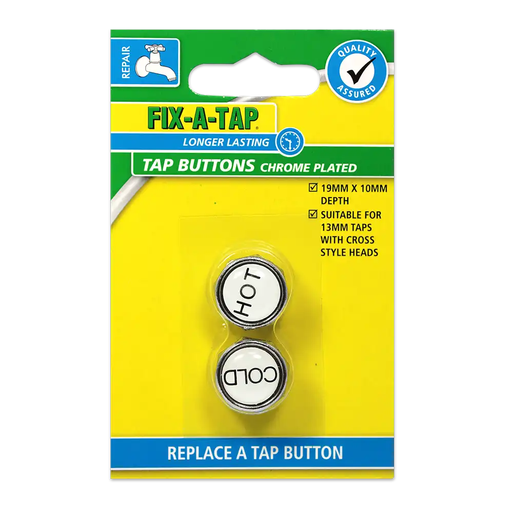 Tap Button Chrome Plated 19mm x 10mm Pack of 2