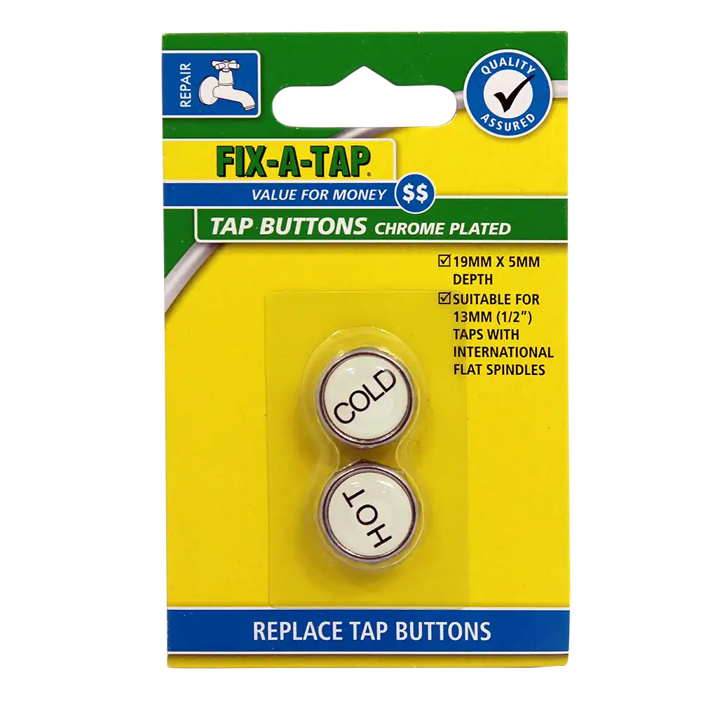 Tap Button Chrome Plated 19mm x 5mm Pack of 2