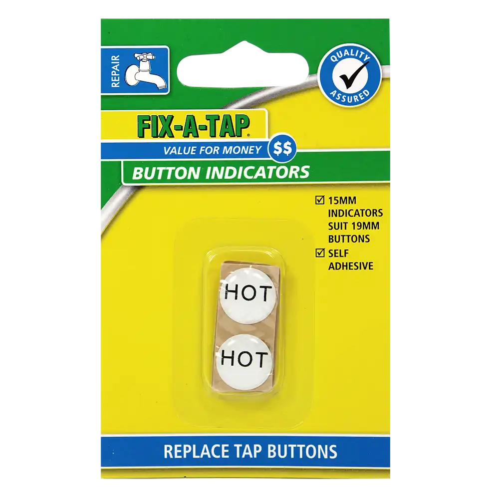 Tap Button Stick On – Hot & Cold Indicator 19mm Pack of 4