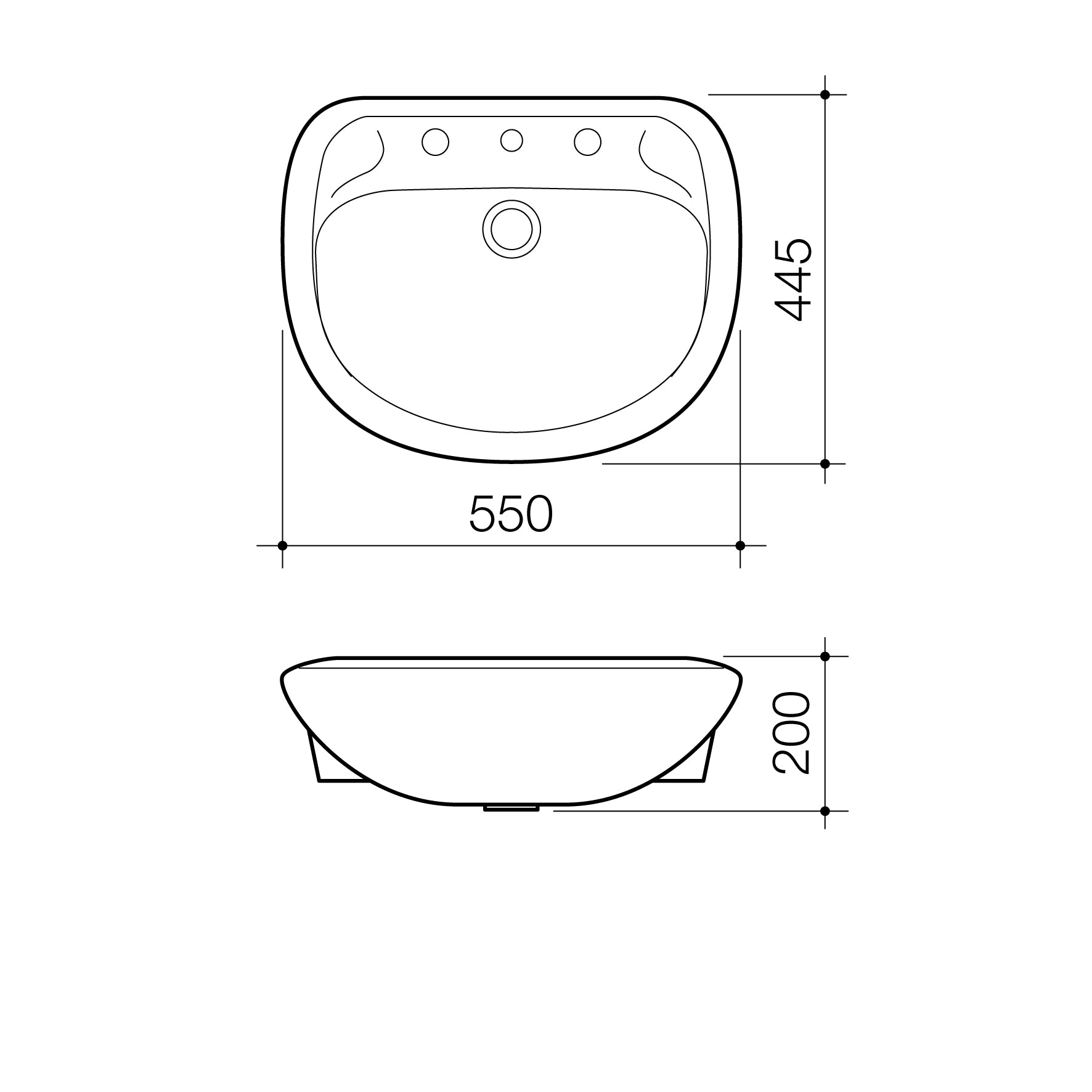 Caravelle 550 Semi Recessed Basin - 3TH