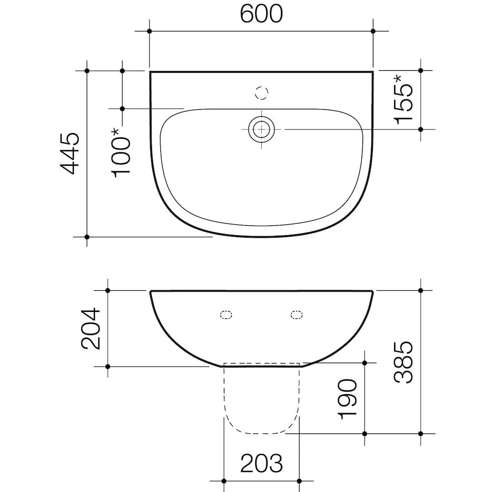 Care 600 Wall Basin (with GERMGARD®) - 1TH