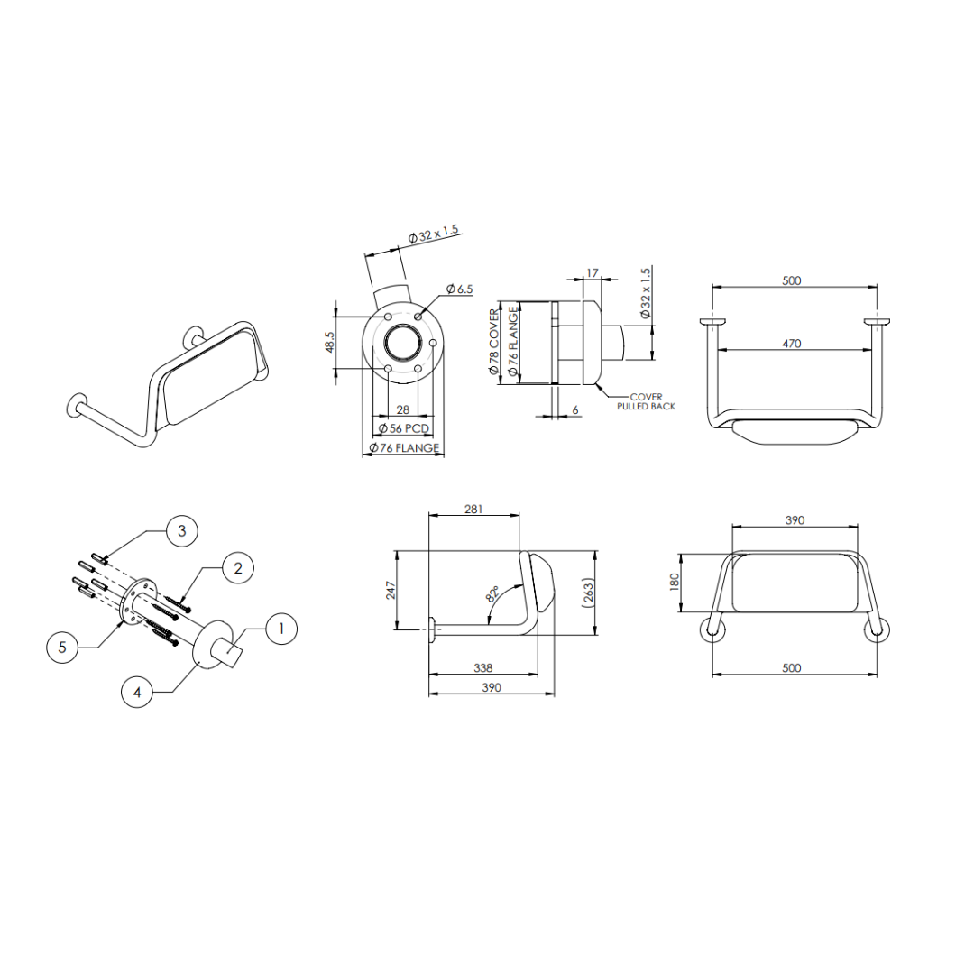 Disabled Bathroom Kit - Toilet, Backrest and Grab Rails