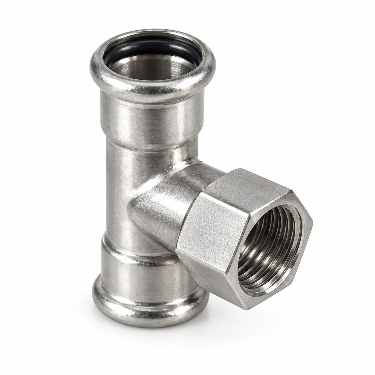 316 stainless steel press tee with female BSP branch