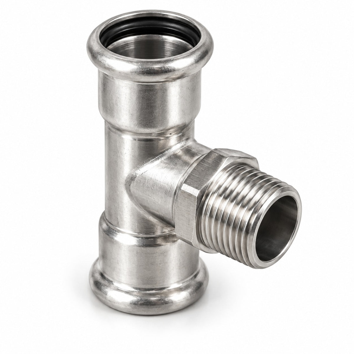 316 stainless steel press tee with male BSP branch