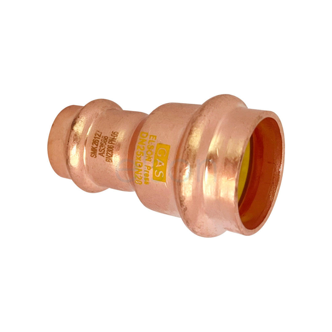 Copper pipe fitting with brand name on a white background