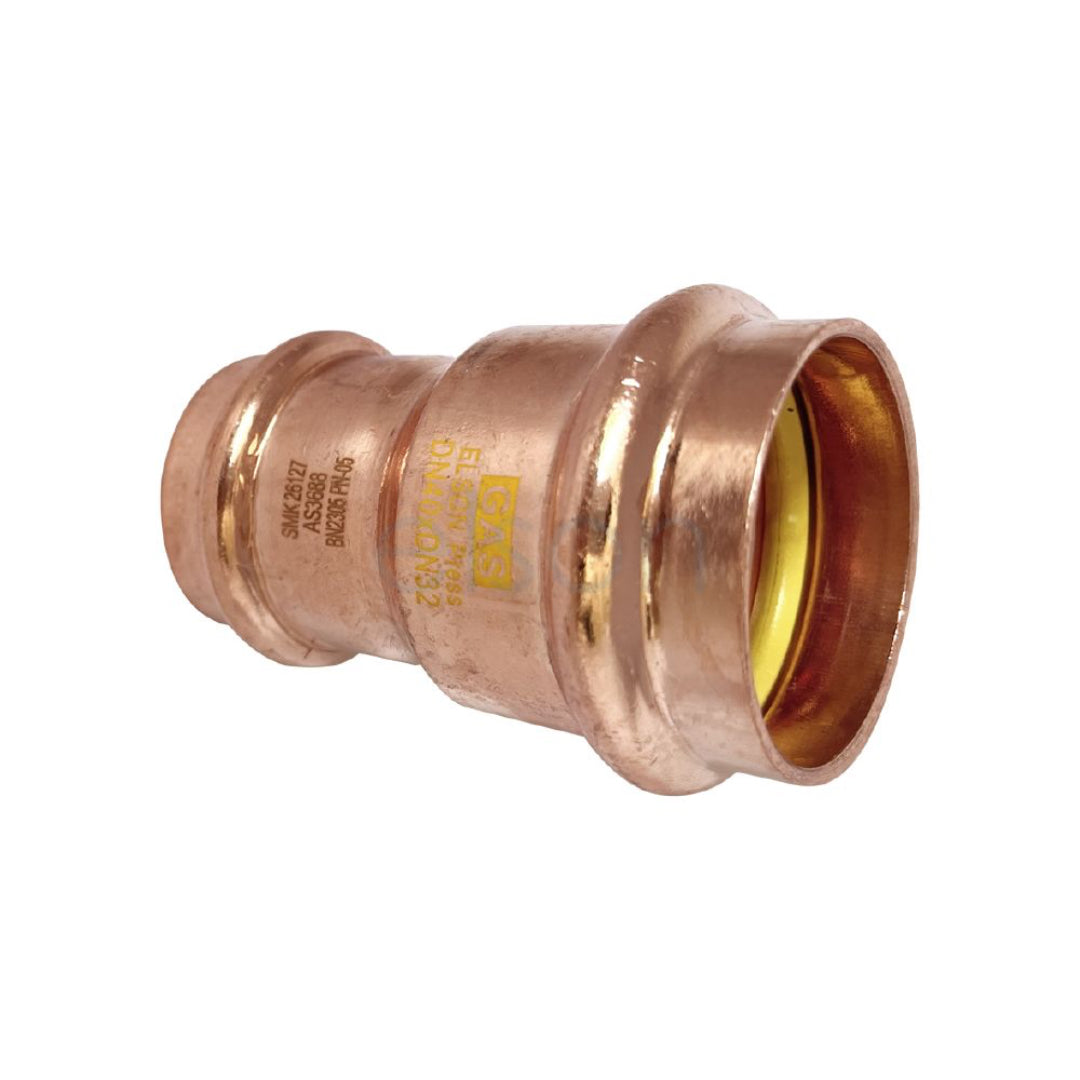 Copper pipe fitting on a white background