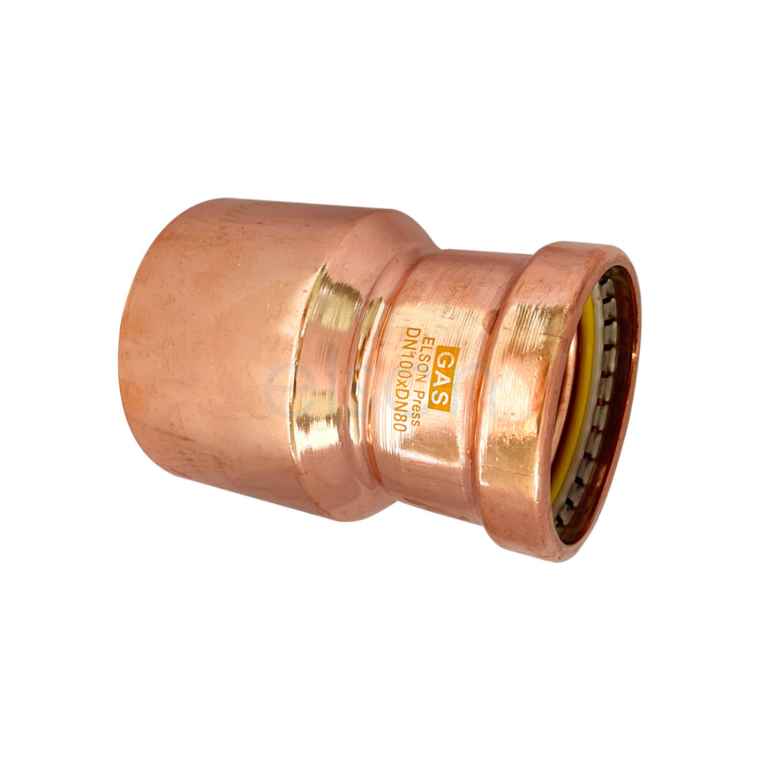 Copper pipe fitting with 'Elkhart' branding on a white background