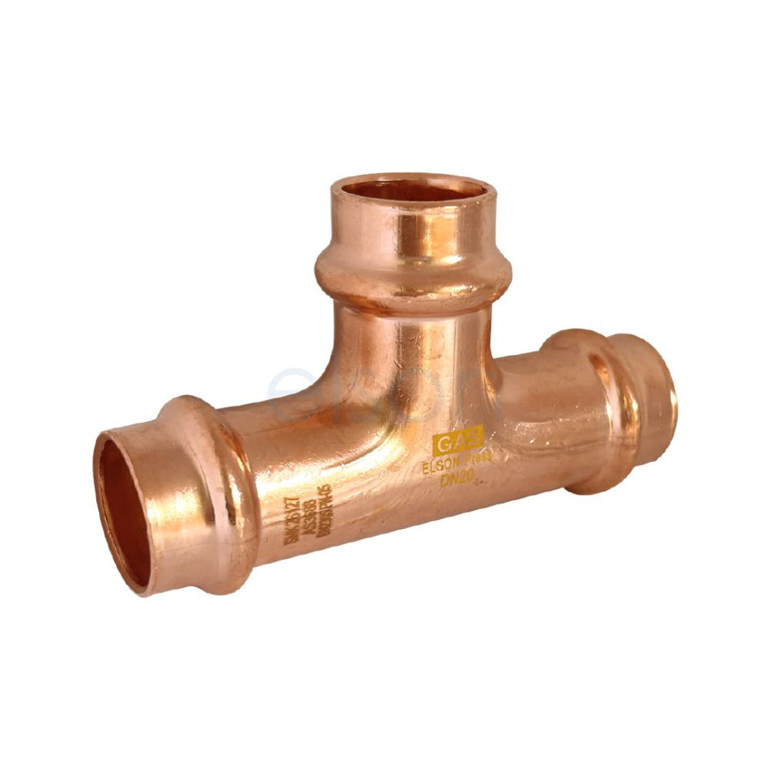 Copper pipe fitting on a white background