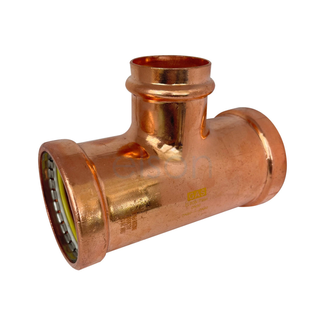 Copper pipe fitting on a white background