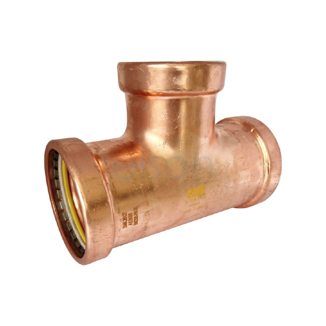 Copper pipe fitting on a white background