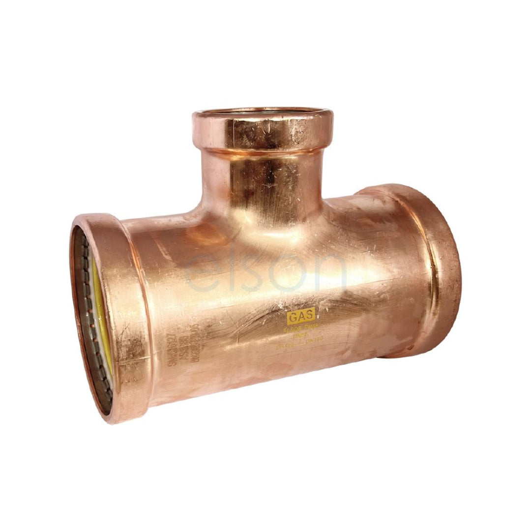 Copper pipe fitting on a white background
