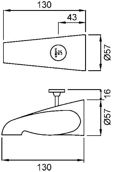 Economy Reverse Flow Bath/Shower Diverter Spout - DR Brass, Push/Pull, Chrome |36-0307