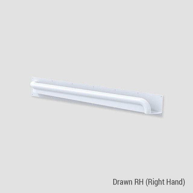 Anti-Ligature Horizontal Grab Rail Antimicrobial White Right Hand 900mm