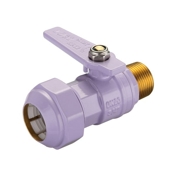 Water Service Ball Valve - Poly Connection PE x MI, Lilac