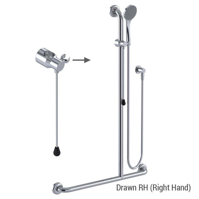 Clam® Flange Accessible Shower Kit 20 Chrome WELS 5 Star - 6L/min Right Hand 2000mm