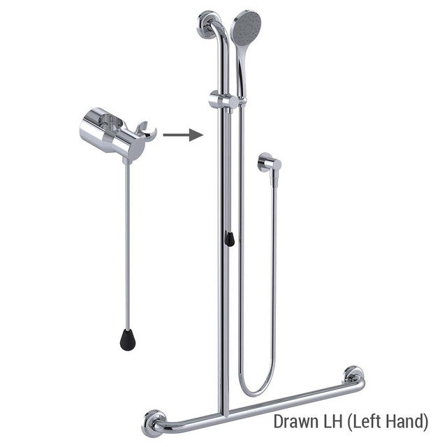 Clam® Flange Accessible Shower Kit 20 Commercial Chrome WELS 3 Star - 9L/min Left hand 2000mm