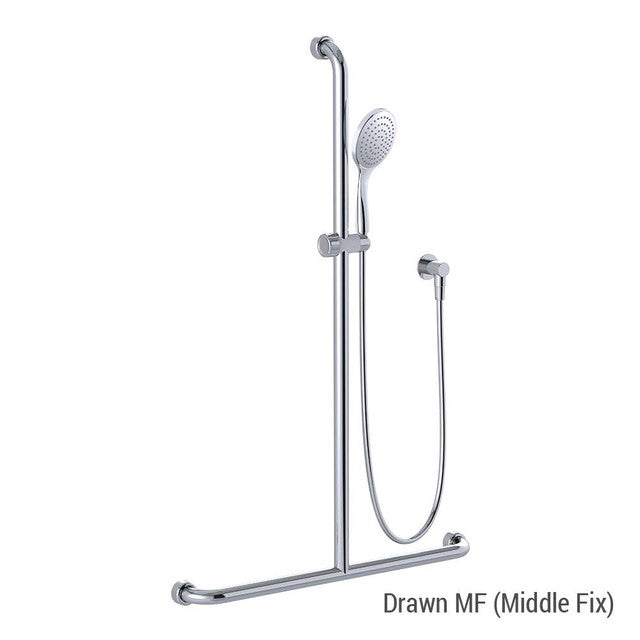 Hygienic Seal® Glide Slide "Inverted T" Shower Kit Chrome Streamjet™ XL WELS 3 Star - 9L/min Middle Fix