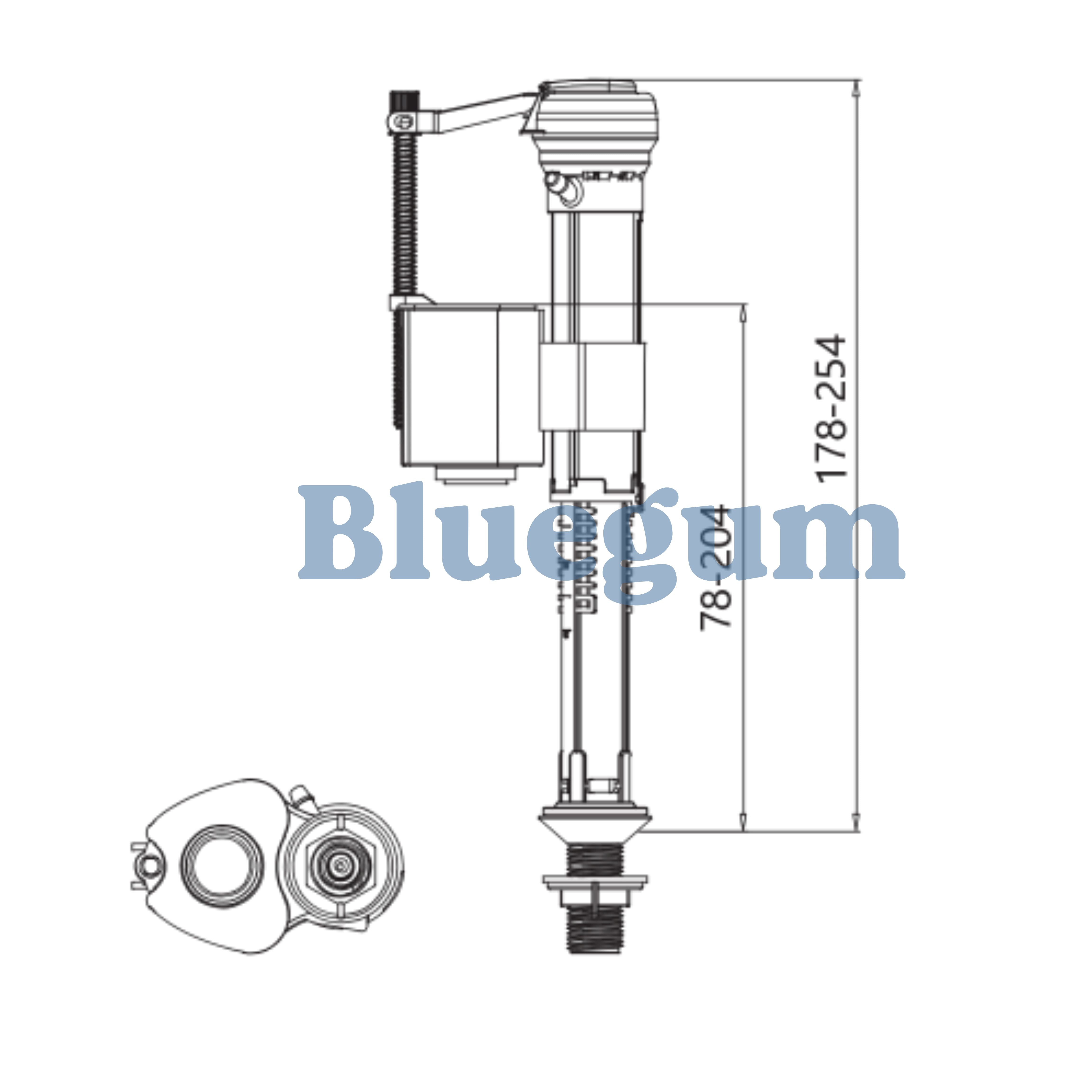 Bluegum Bottom Inlet Valve ½″ – Adjustable Height, Anti-Siphon Certified, Tool-Free Install