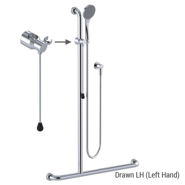 Hygienic Seal® Accessible Shower Kit 20 Chrome WELS 3 Star - 9L/min Left hand 1500mm