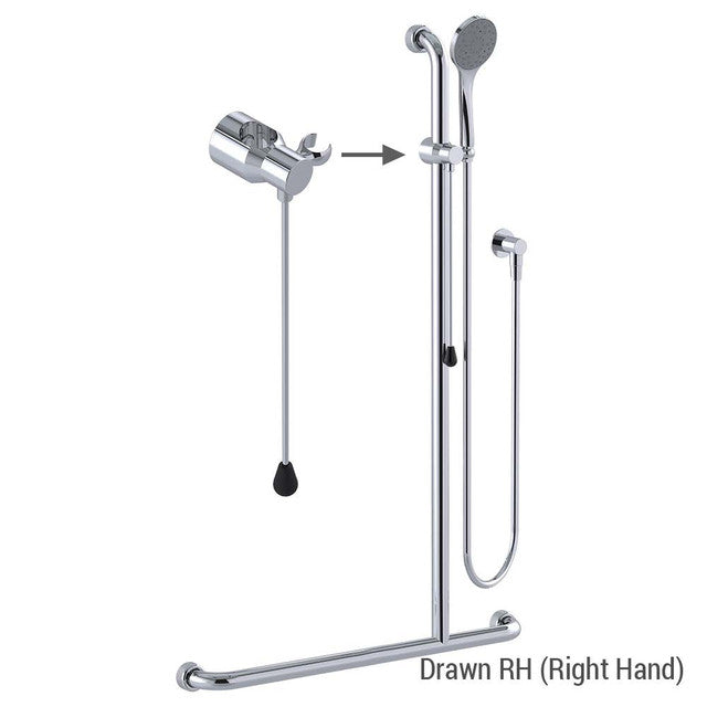 Hygienic Seal® Accessible Shower Kit 20 Chrome WELS 3 Star - 9L/min Right Hand 1500mm