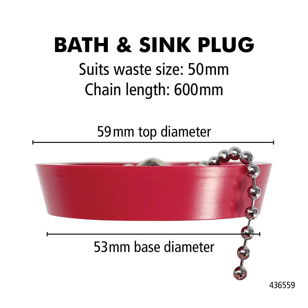 Bath & Sink Plug 50mm – With 600mm Chain