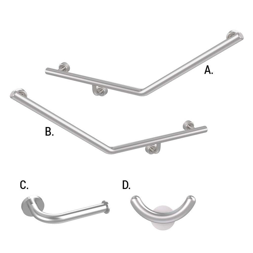 Ambulant Accessible Sanitary Compartment 045 Combination Set Linear Brushed Stainless
