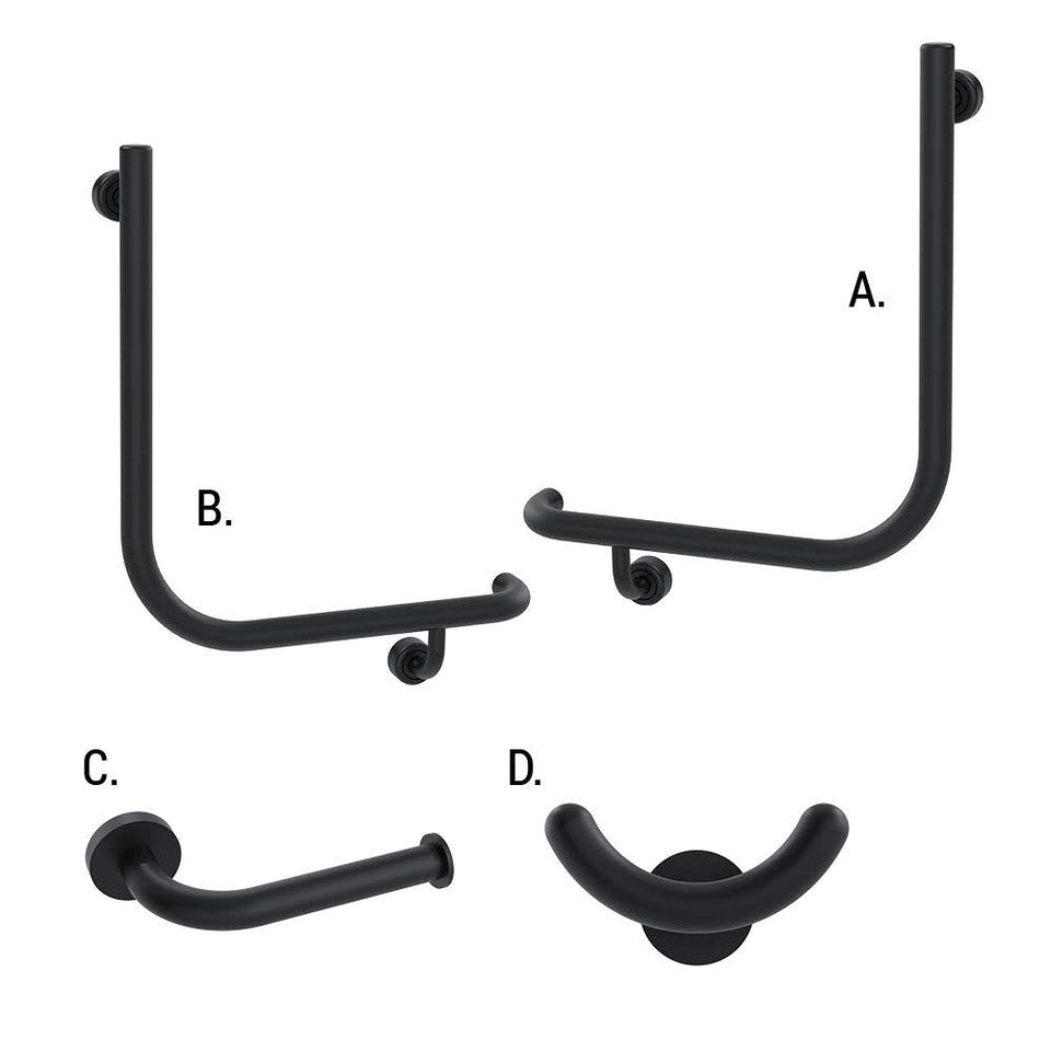 Ambulant Accessible Sanitary Compartment 454 Combination Set Linear Matte Black