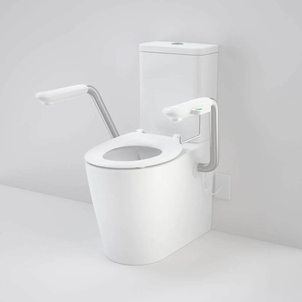 Care 660 Cleanflush Wall Faced Close Coupled Easy Height BI Suite with Nurse Call Armrests Left and Caravelle Single Flap Seat White