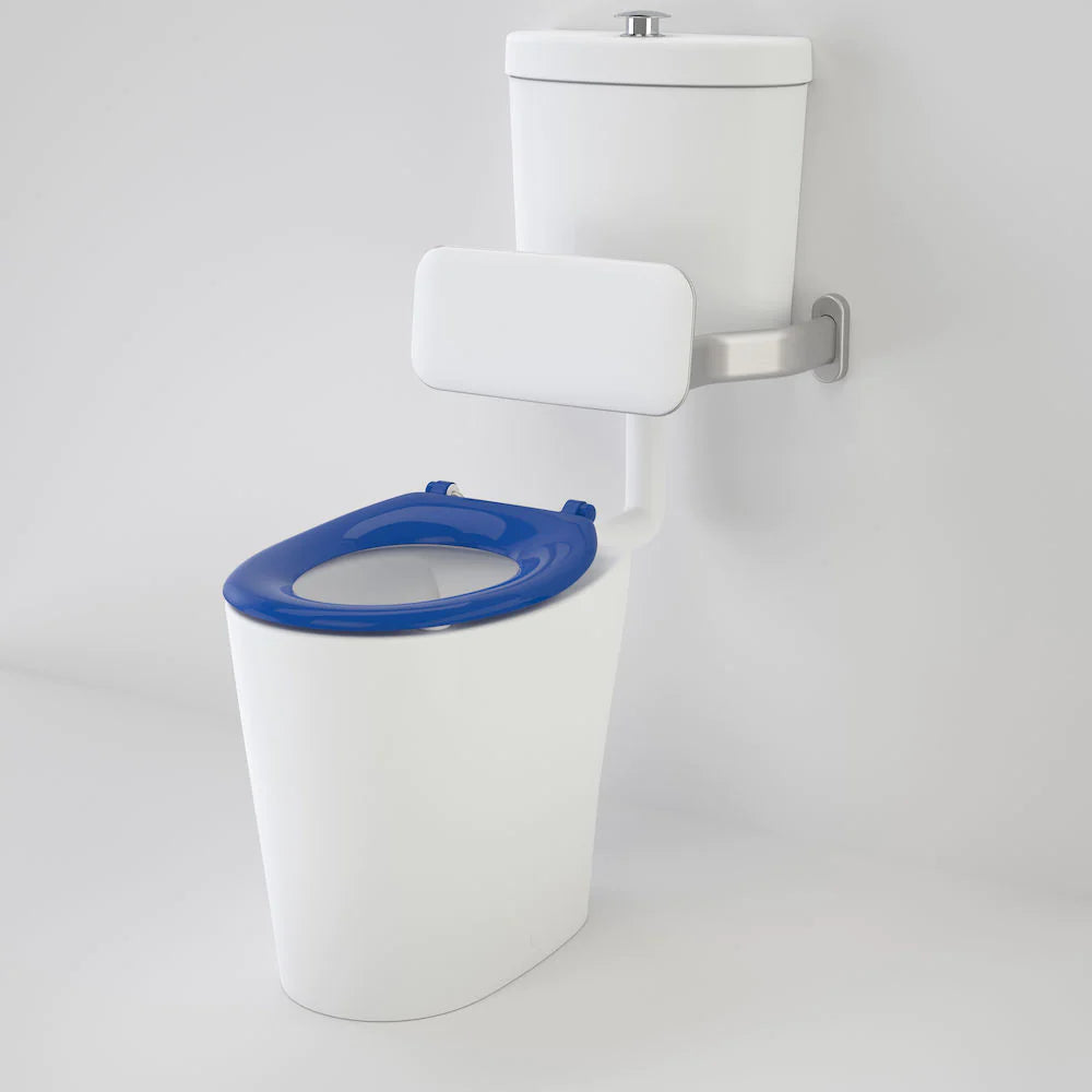 Care 610 Cleanflush Connector P Trap Suite with Backrest and Caravelle Single Flap Seat Sorrento Blue