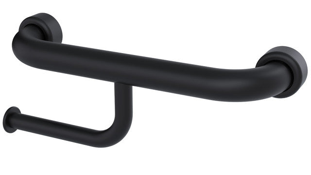 Hygienic Seal® Straight Grab Rail with Toilet Paper Holder Matte Black Right Hand 300mm