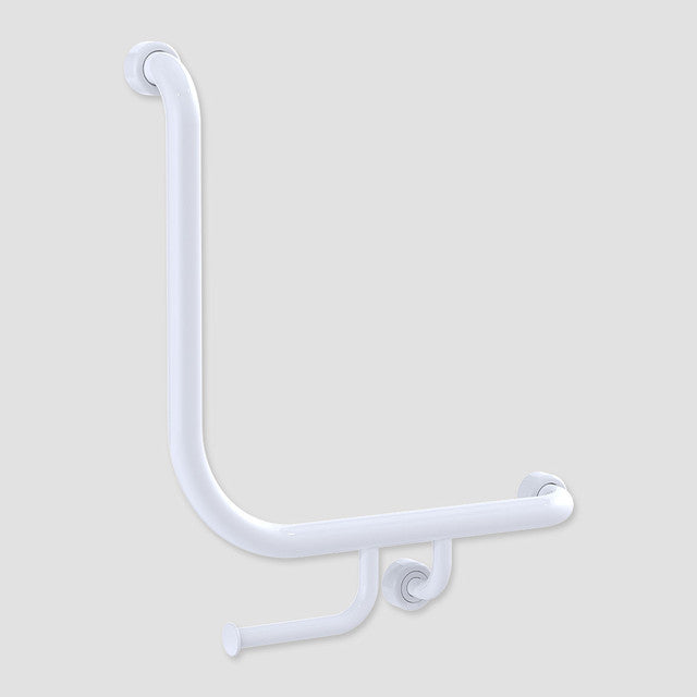 Hygienic Seal® 90° Ambulant & Accessible Grab Rail with Toilet Paper Holder 450mm x 450mm Antimicrobial White Right Hand