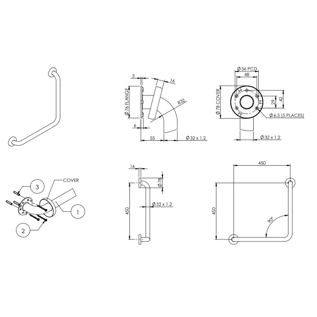 Ambulant Bathroom Kit - Toilet and Grab Rails